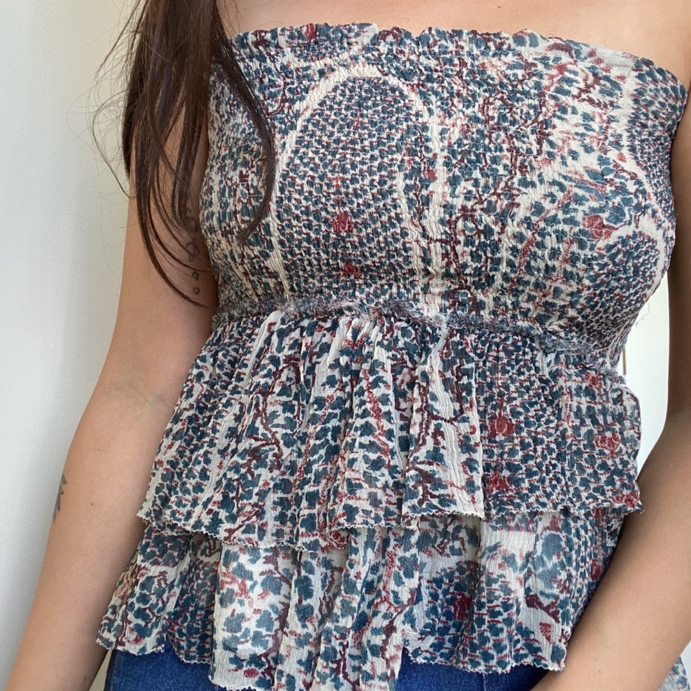 [Isabel Marant Etoile] Strapless Pattern Silk Top